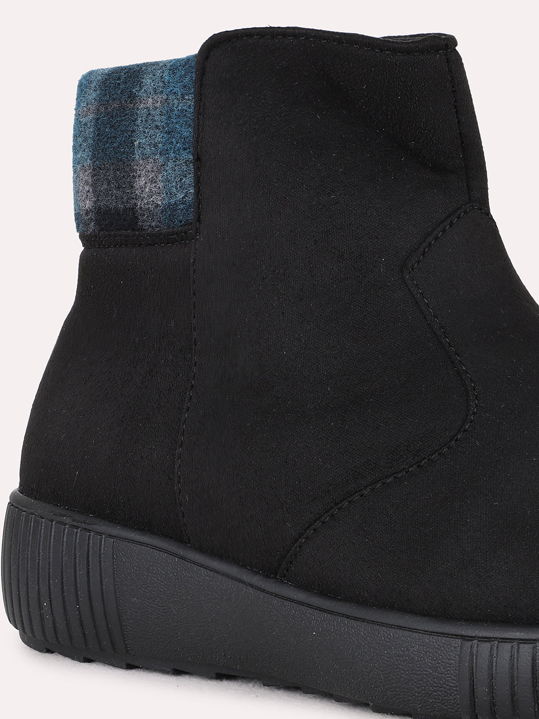 Womens Black Casual Solid Round Toe Ankle Boots