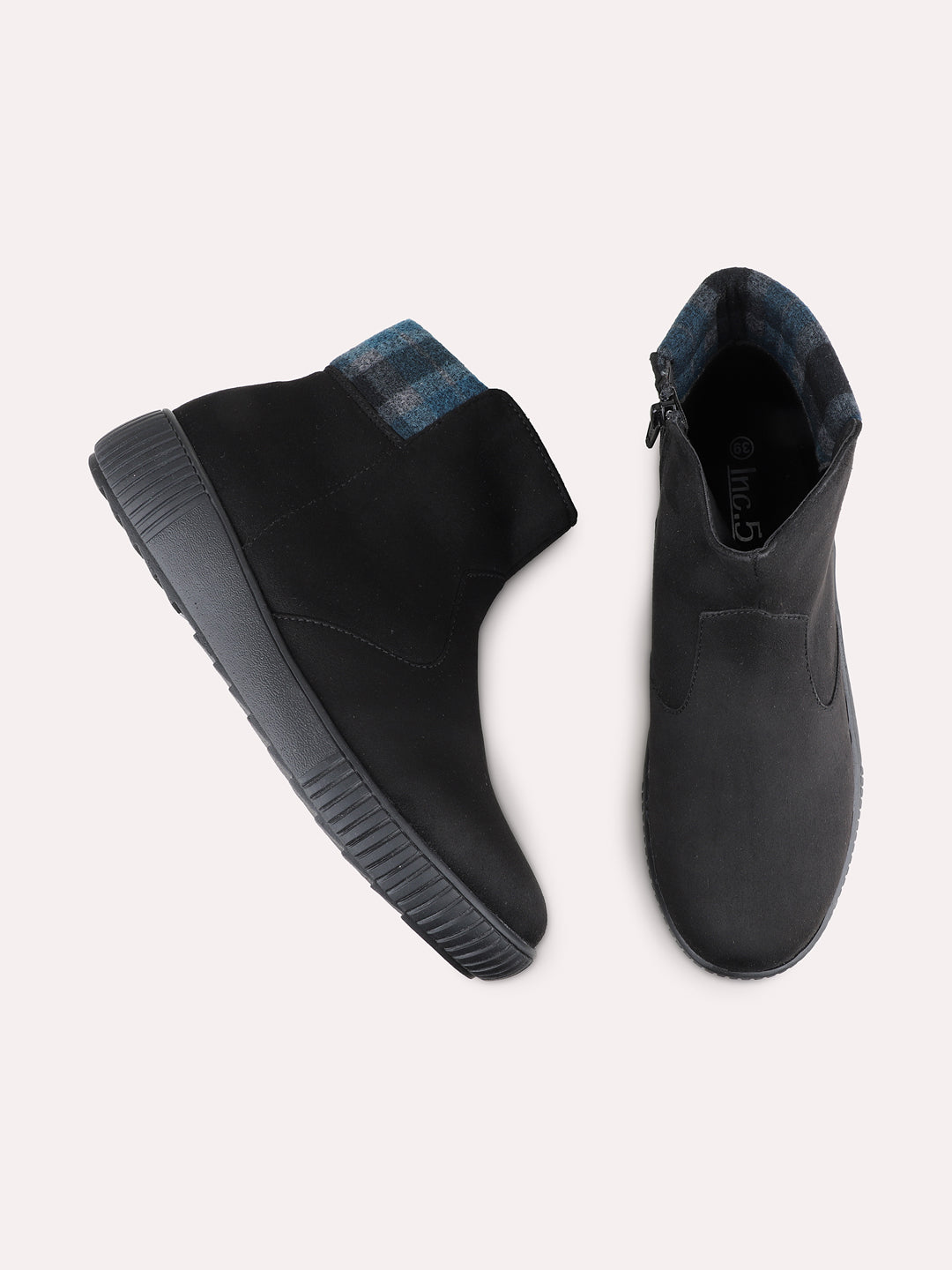 Womens Black Casual Solid Round Toe Ankle Boots