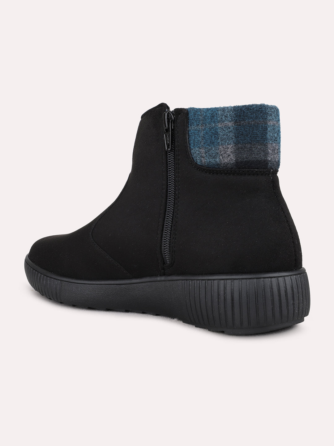 Womens Black Casual Solid Round Toe Ankle Boots