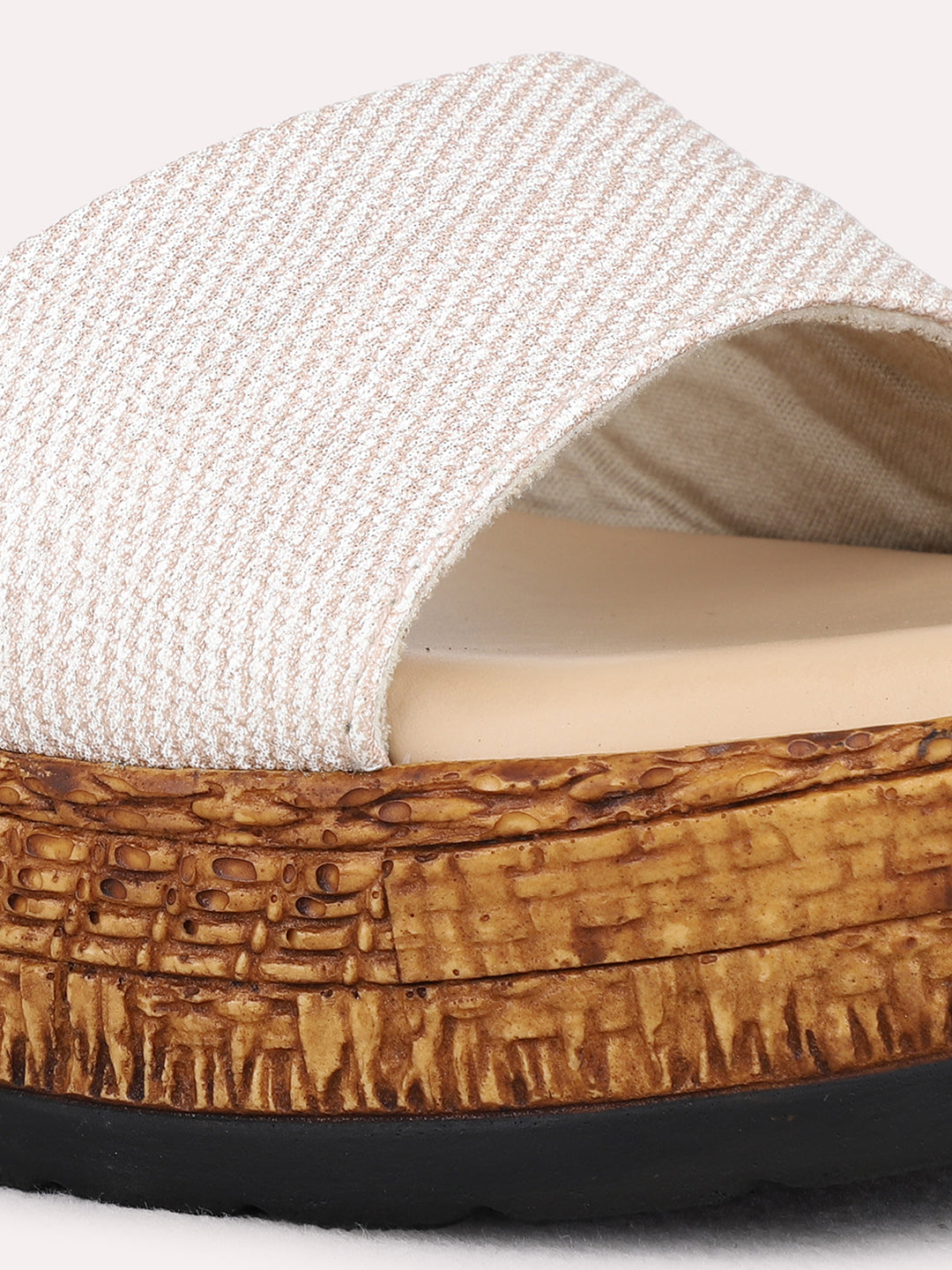 Womens Golden Party Wear Solid Round Toe Wedge Heel Sandals