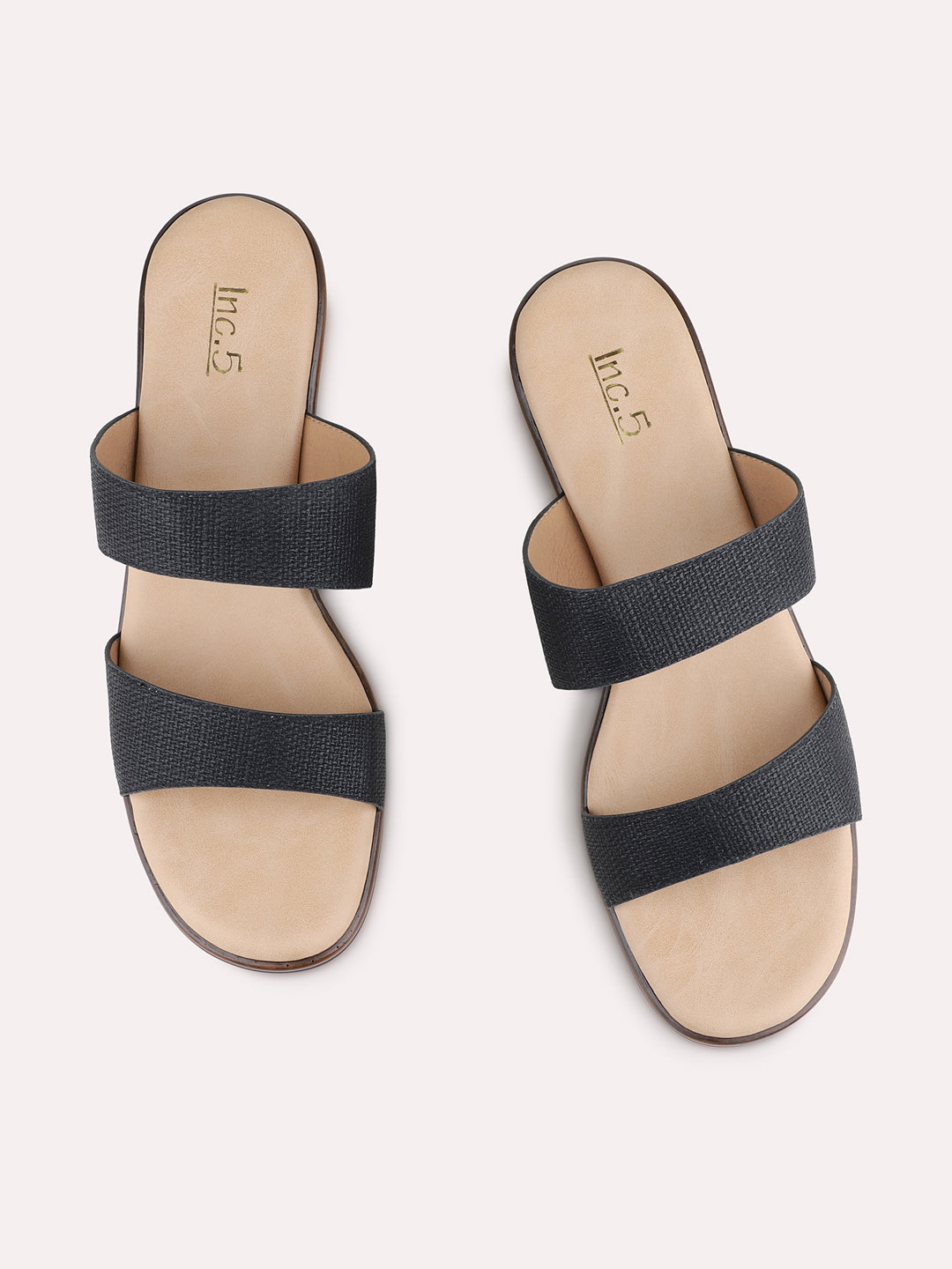 Womens Black Party Wear Solid Round Toe Block Heel Sandals