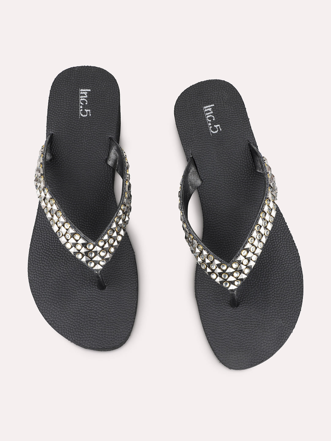 Womens Pewter Ethnic Wear Embellished Round Toe Wedge Heel Sandals