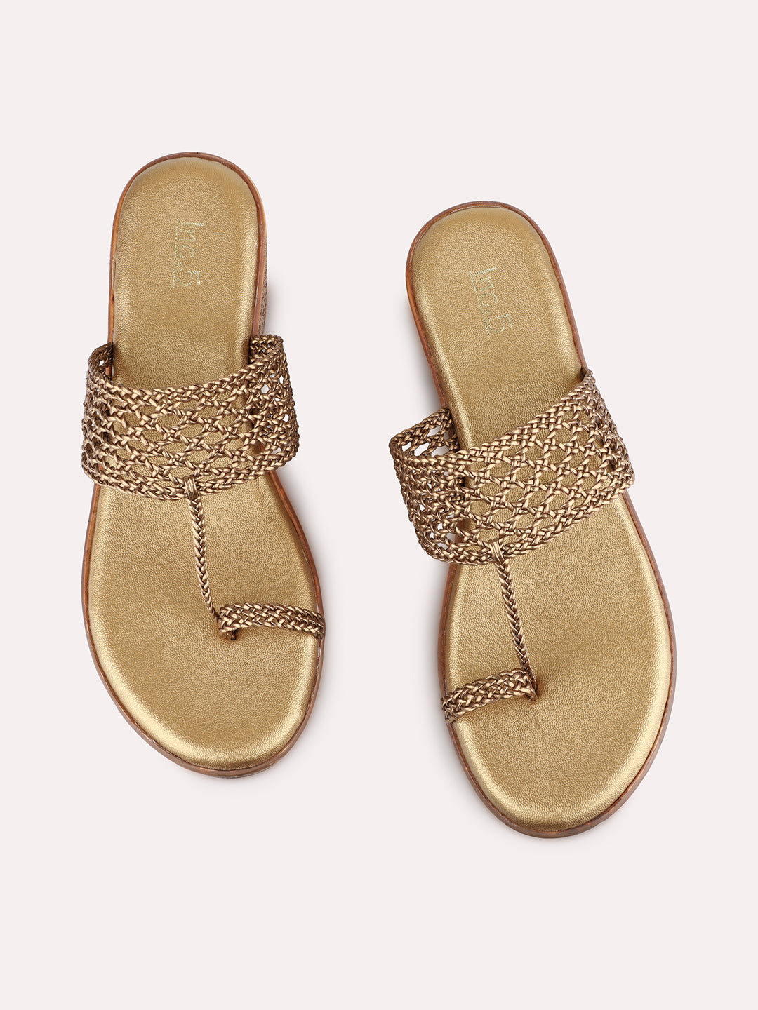 Womens Golden Party Wear Solid Round Toe Wedge Heel Sandals