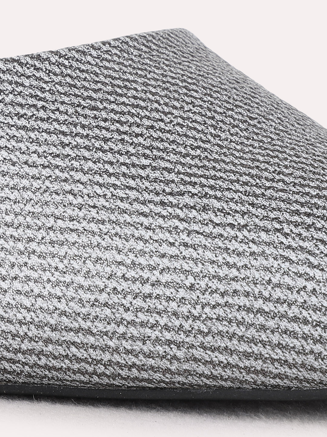 Womens Pewter Party Wear Solid Pointed Toe Kitten Heel Mules