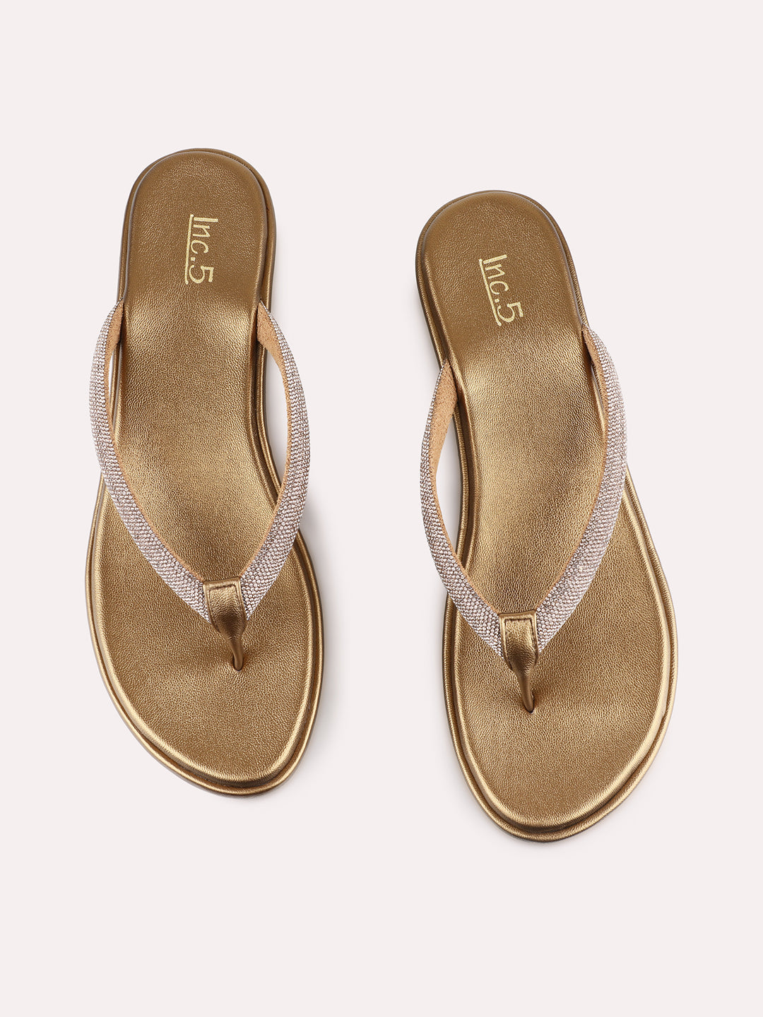 Womens Golden Ethnic Wear Embellished Round Toe Wedge Heels