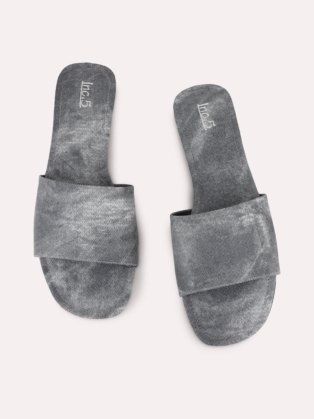 Womens Grey Casual Solid Open Toe Flat Sandals