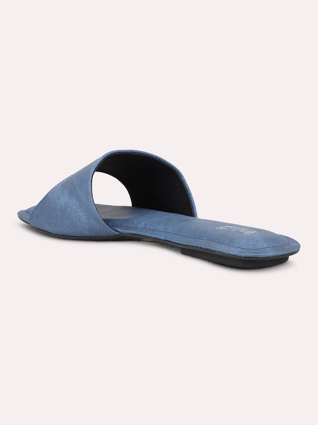 Womens Navy Blue Casual Solid Open Toe Flats