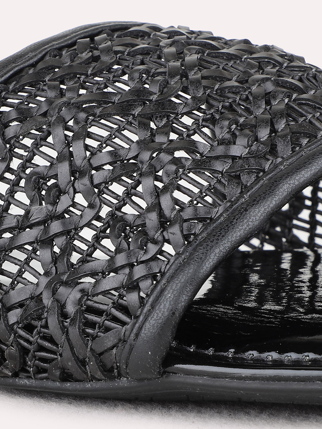 Womens Black Casual Solid Open Toe Flat Sandals