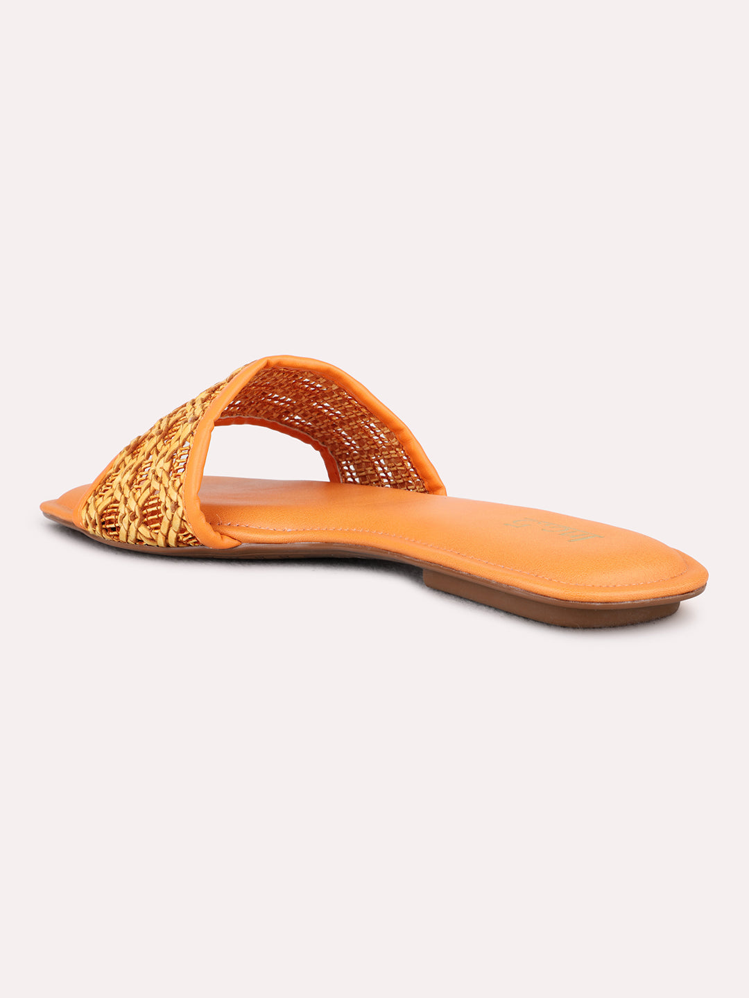 Womens Orange Casual Solid Open Toe Flat Sandals