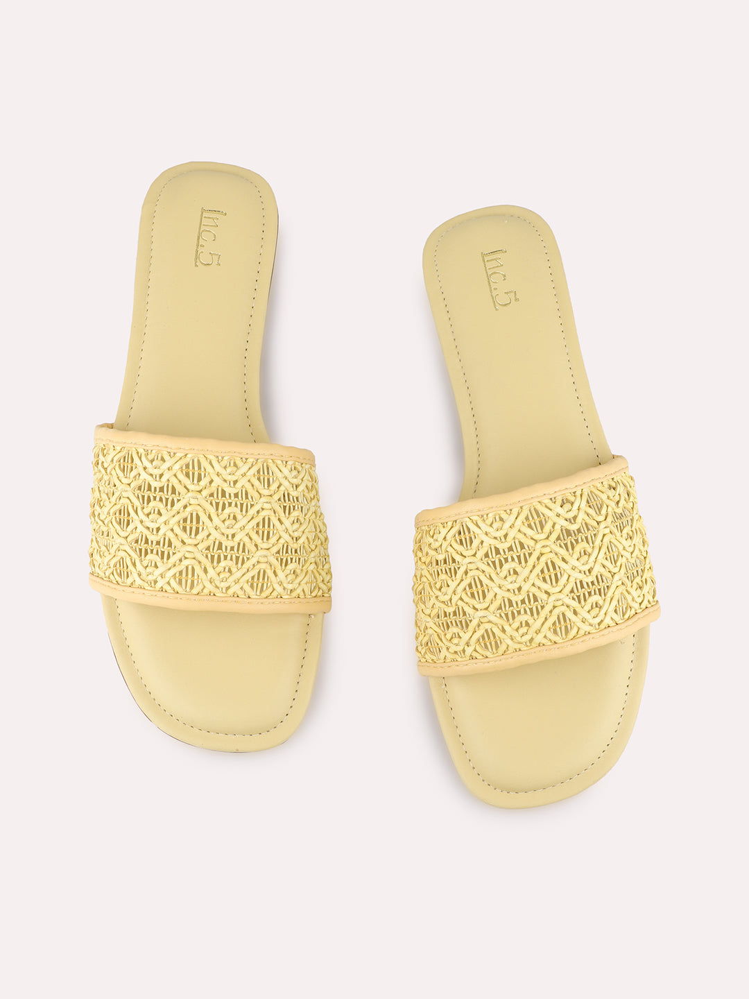 Womens Yellow Casual Solid Open Toe Flat Sandals