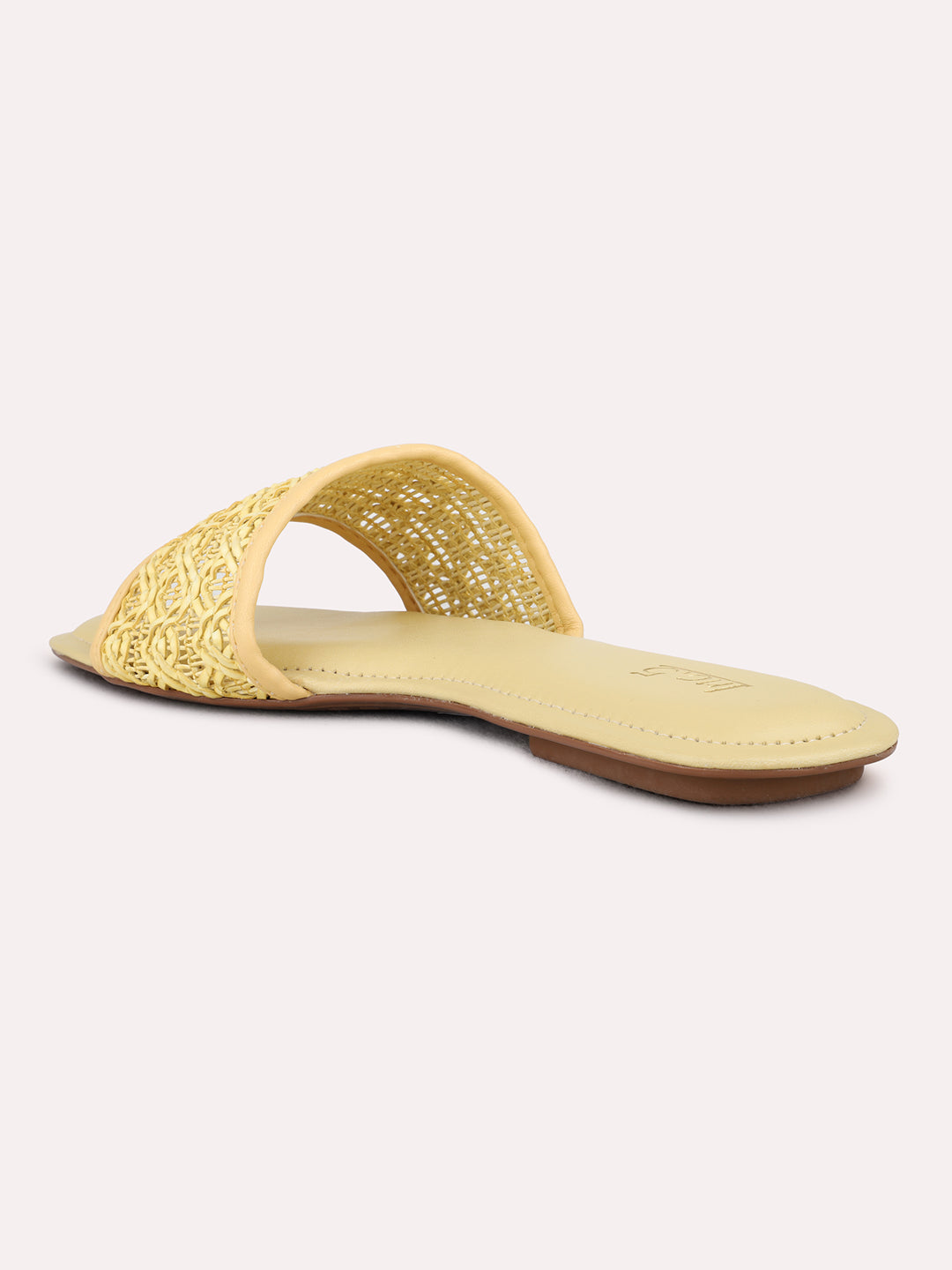 Womens Yellow Casual Solid Open Toe Flat Sandals