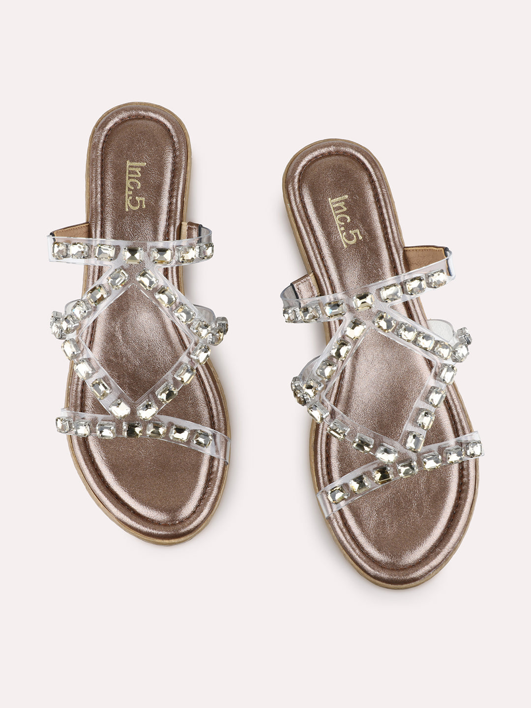 Womens Golden Ethnic Wear Embellished Round Toe Wedge Heel Sandals