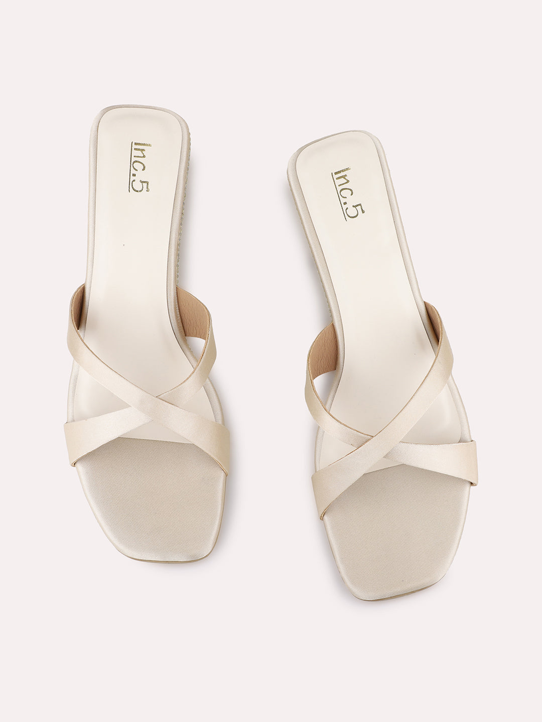 Womens Golden Party Wear Solid Square Toe Wedge Heel Sandals