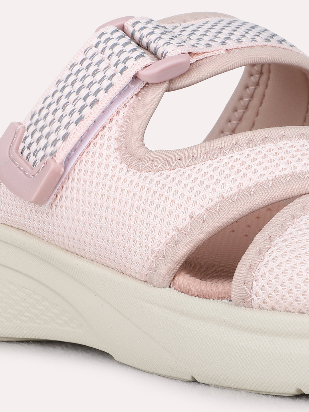 Womens Peach Casual Solid Round Toe Wedge Heel Sandals