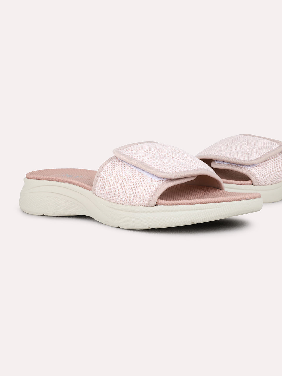 Womens Peach Casual Solid Round Toe Wedge Heel Sandals