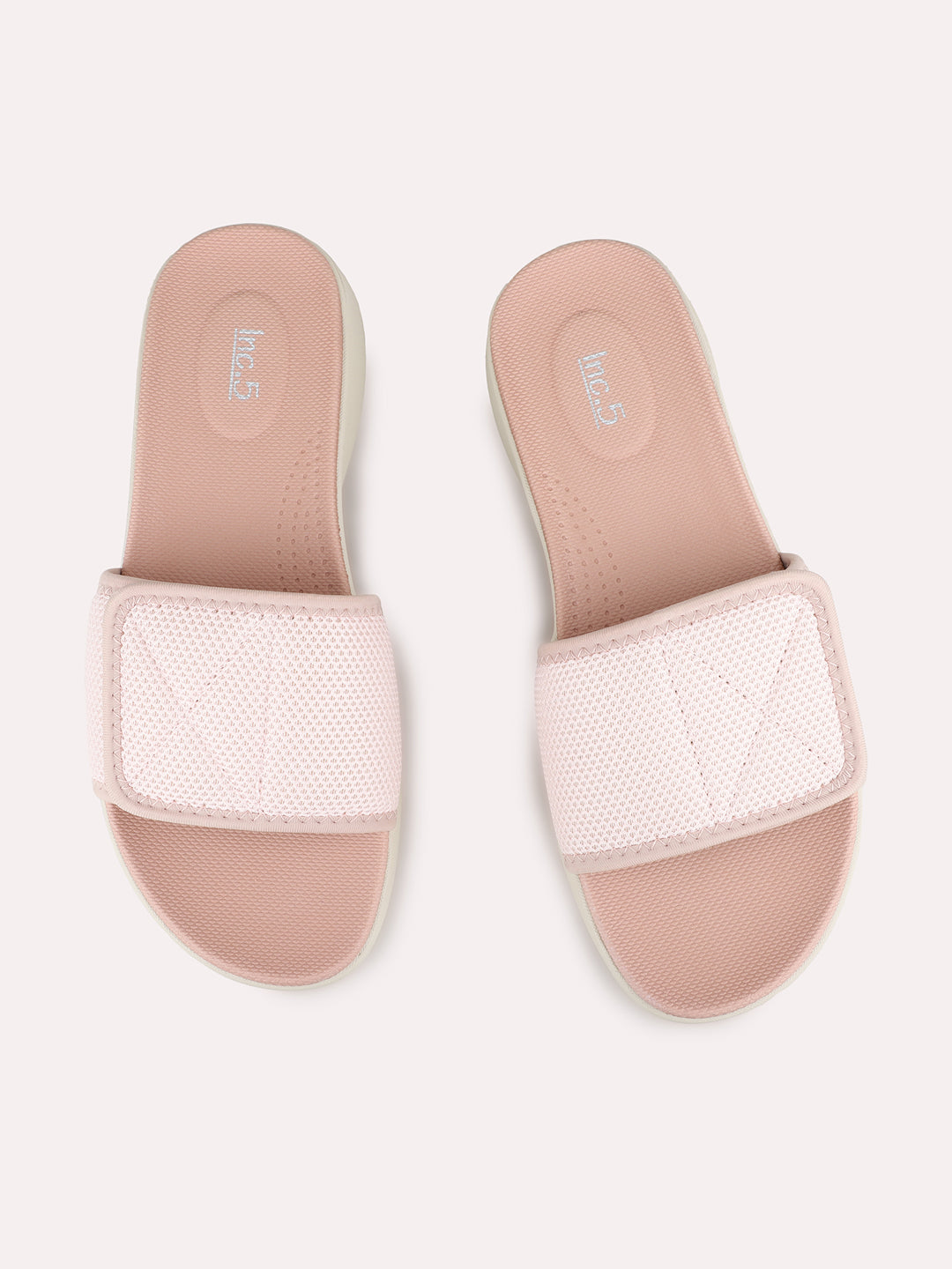 Womens Peach Casual Solid Round Toe Wedge Heel Sandals