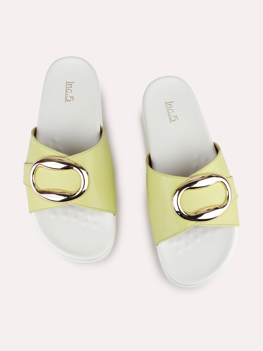 Womens Green Casual Solid Open Toe Flat Sandals