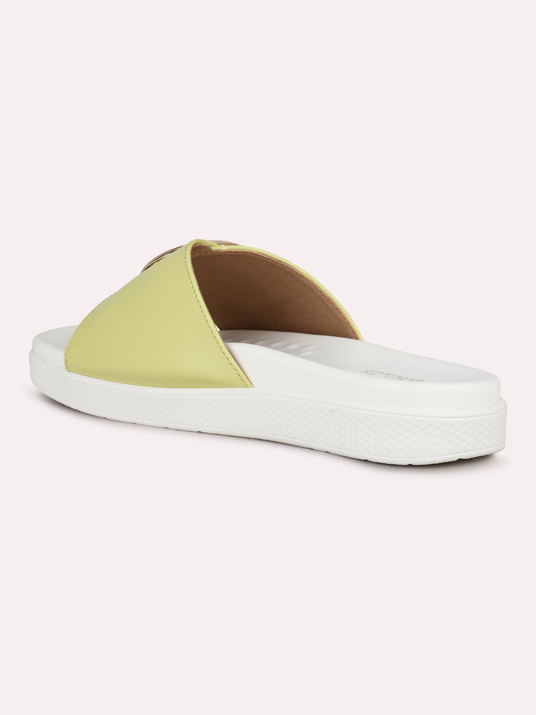 Womens Green Casual Solid Open Toe Flats