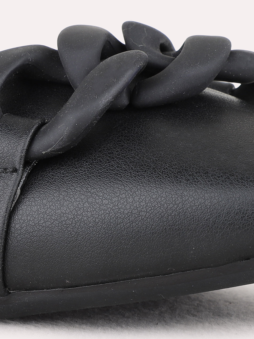 Womens Black Party Wear Solid One Toe Mules