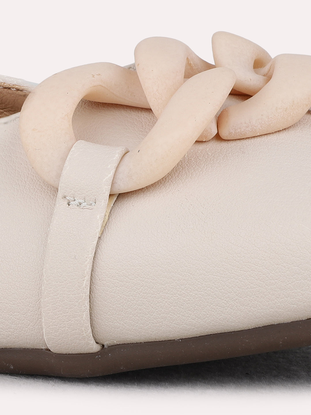 Womens Cream Party Wear Solid One Toe Mules