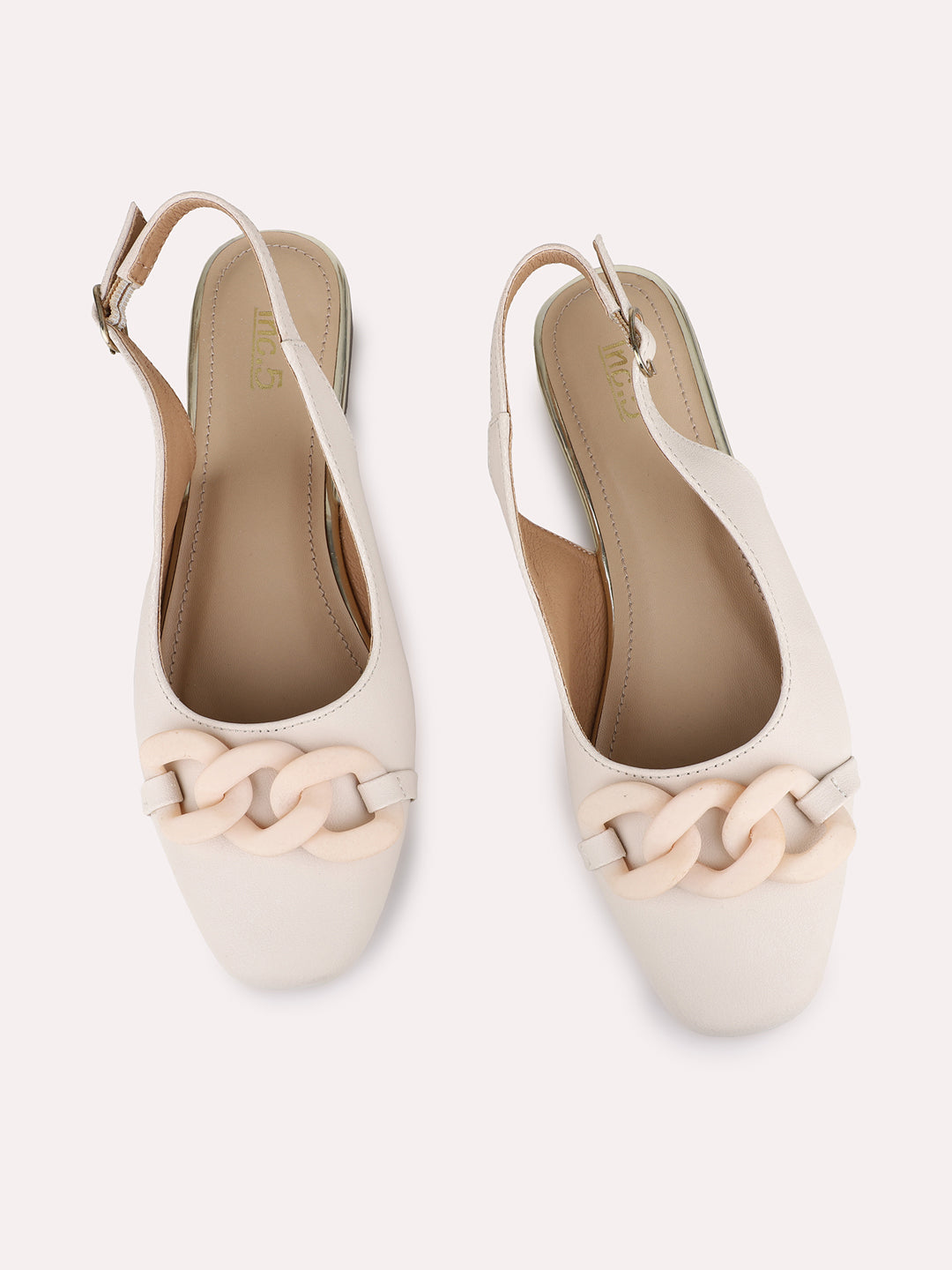 Womens Cream Party Wear Solid One Toe Mules