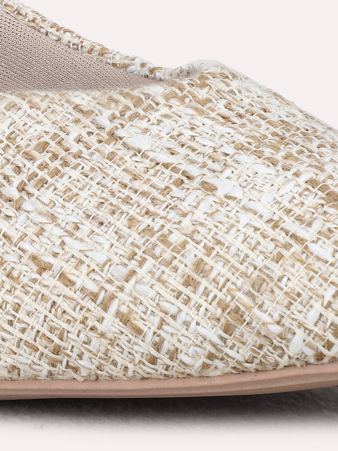 Womens Beige Party Wear Printed Pointed Toe Pumps