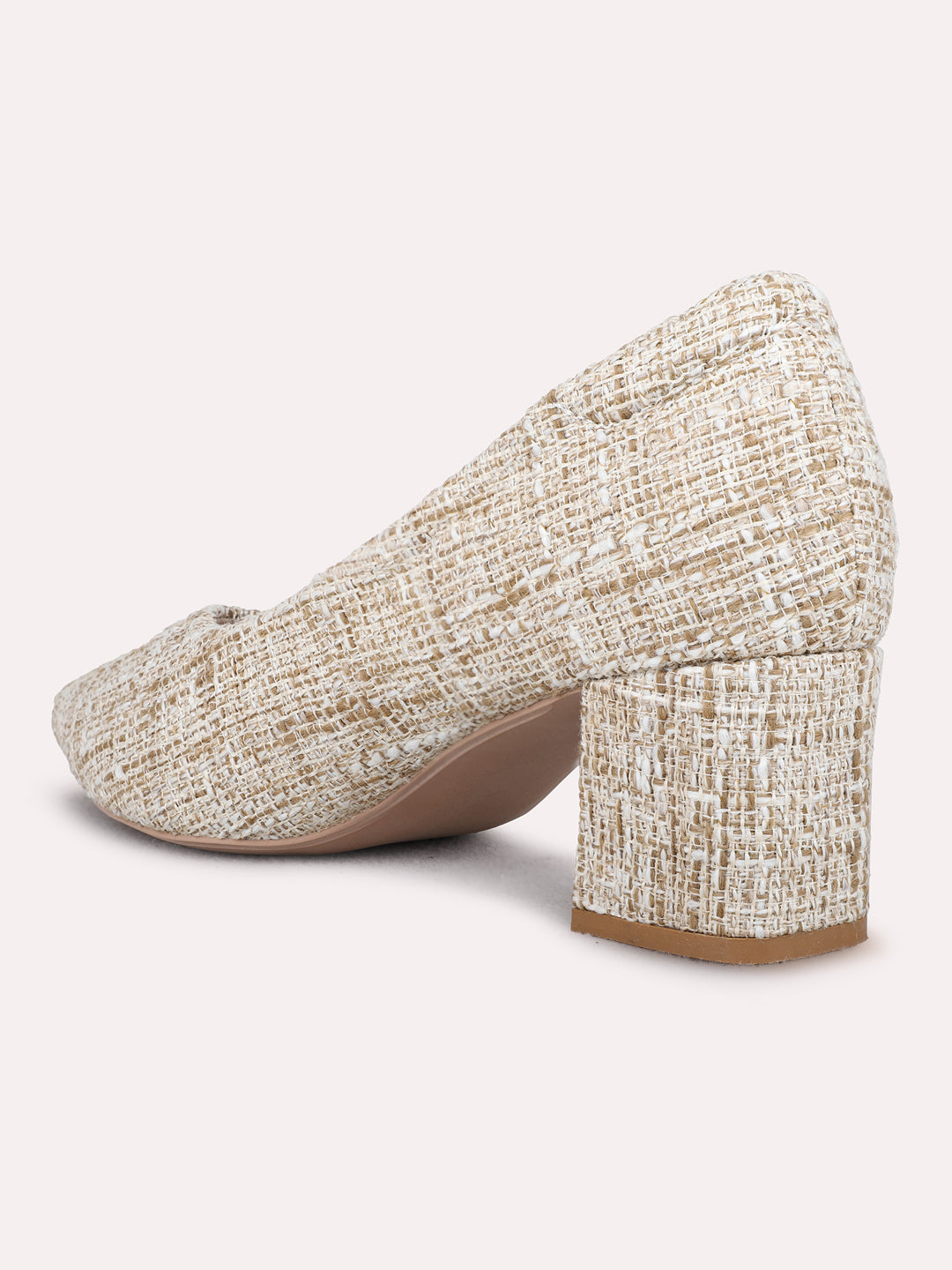 Womens Beige Party Wear Printed Pointed Toe Pumps