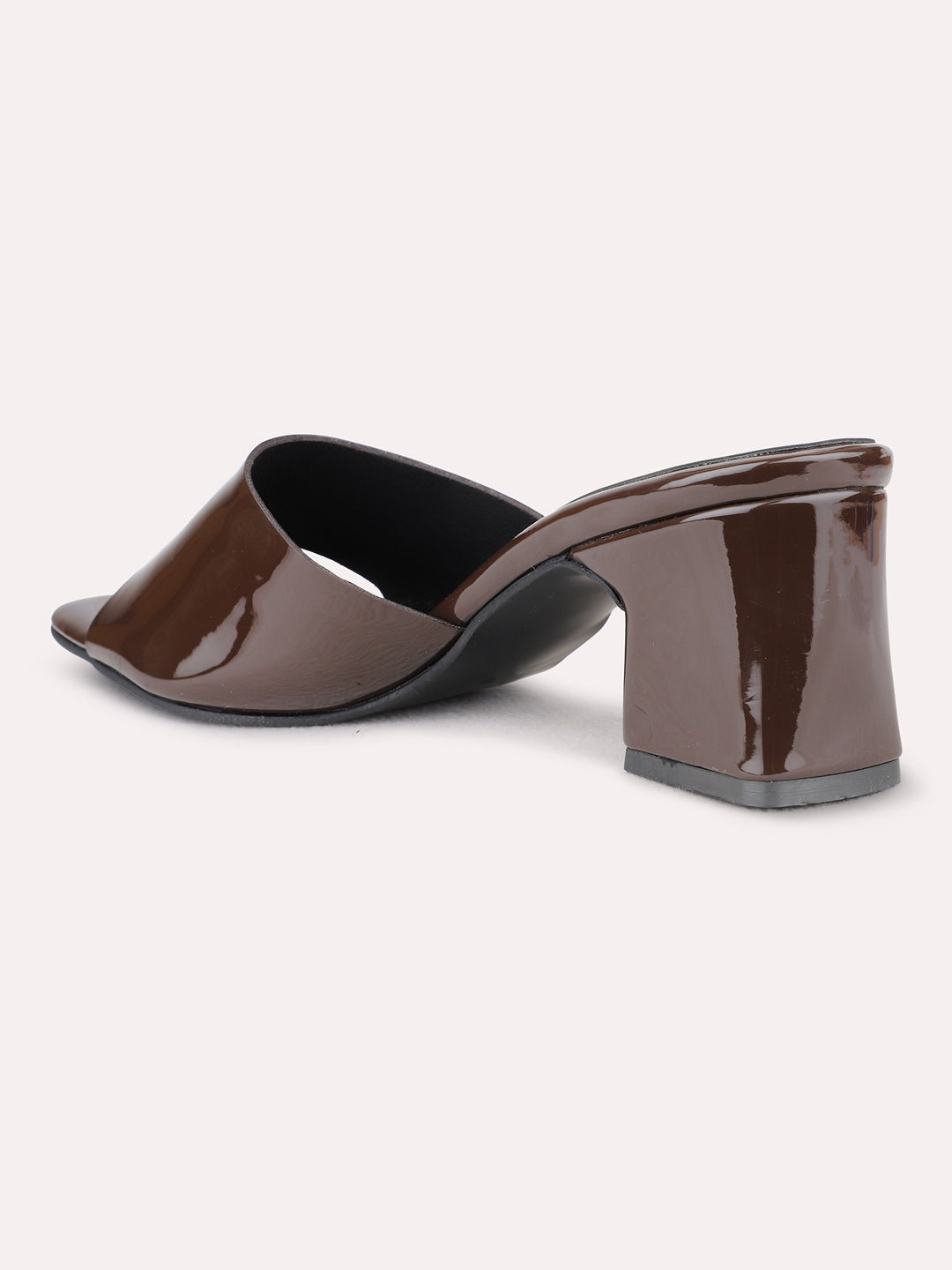 Womens Coffee Brown Smart Casual Solid Square Toe Block Heels