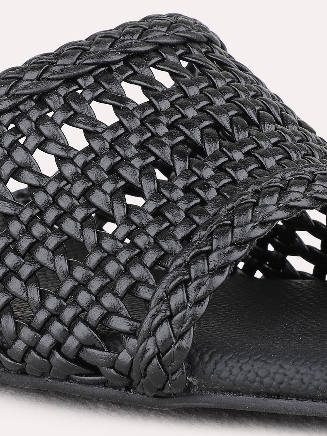 Womens Black Party Wear Solid Square Toe Block Heel Sandals