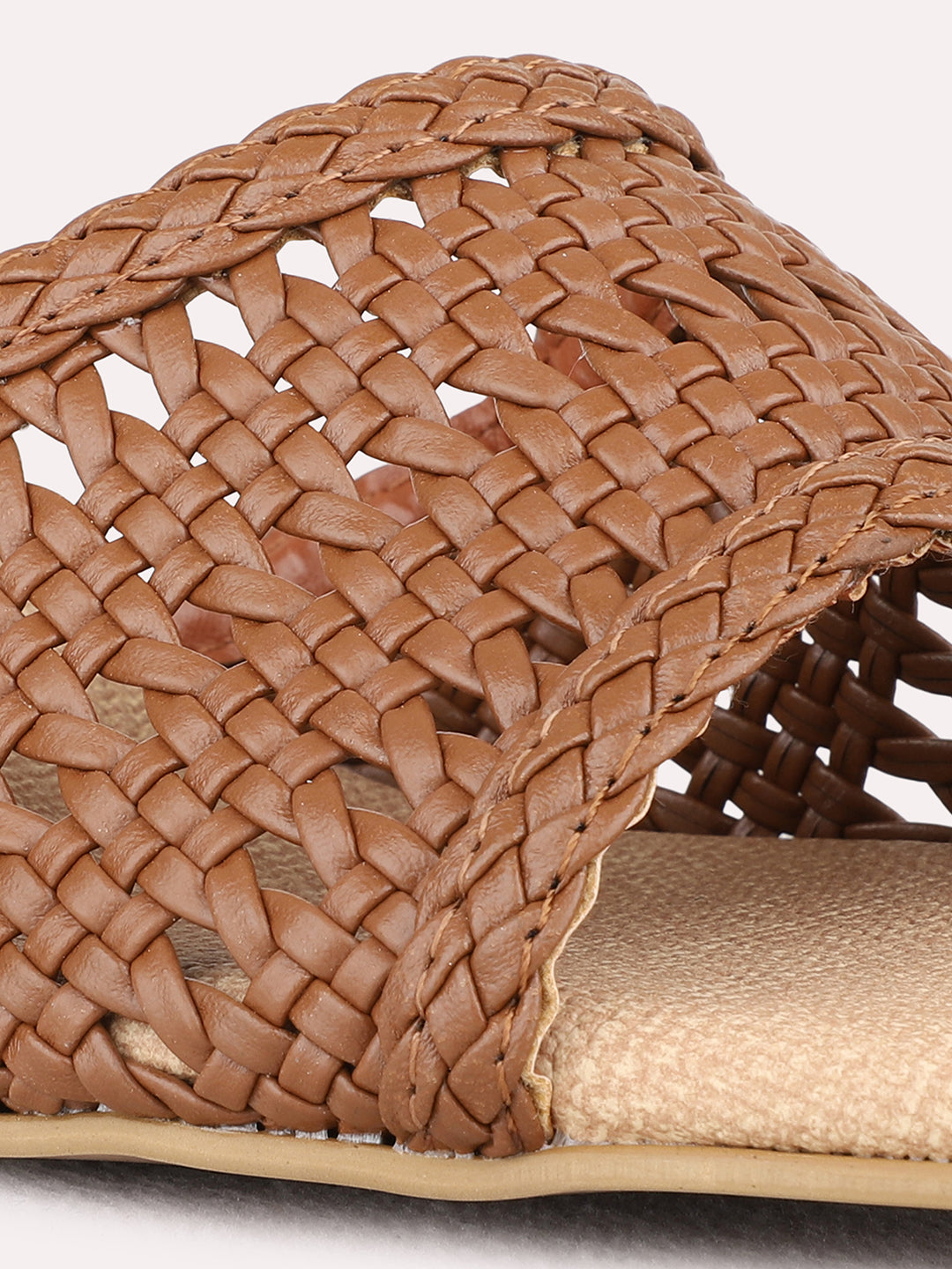 Womens Tan Party Wear Solid Square Toe Block Heel Sandals