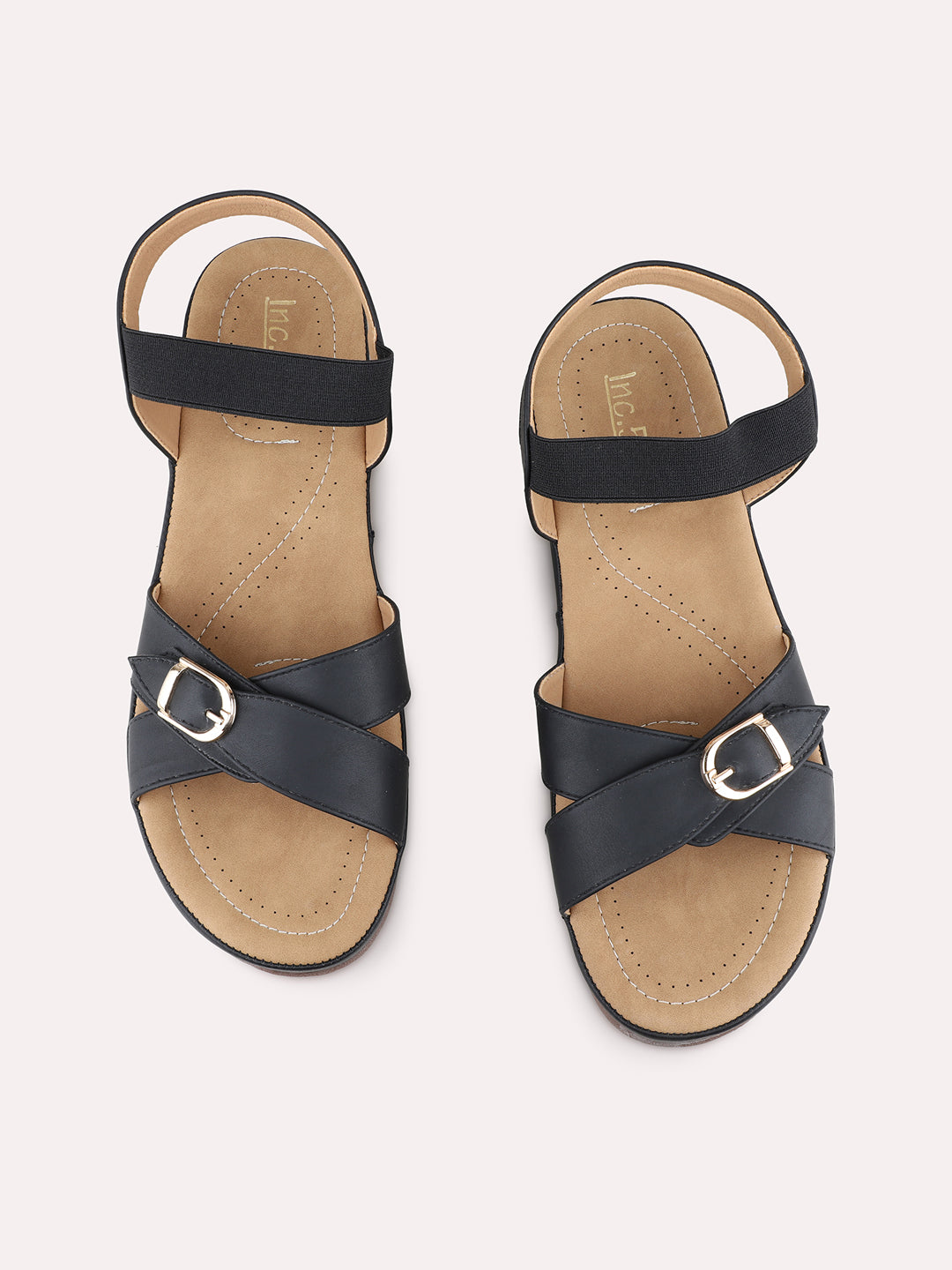 Womens Black Casual Solid Open Toe Flats