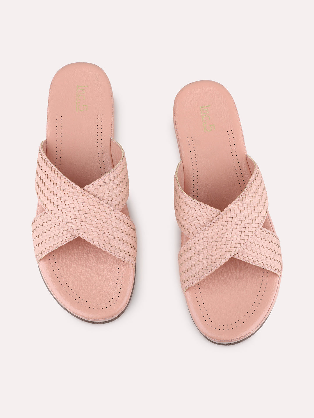 Womens Peach Casual Solid Open Toe Flat Sandals