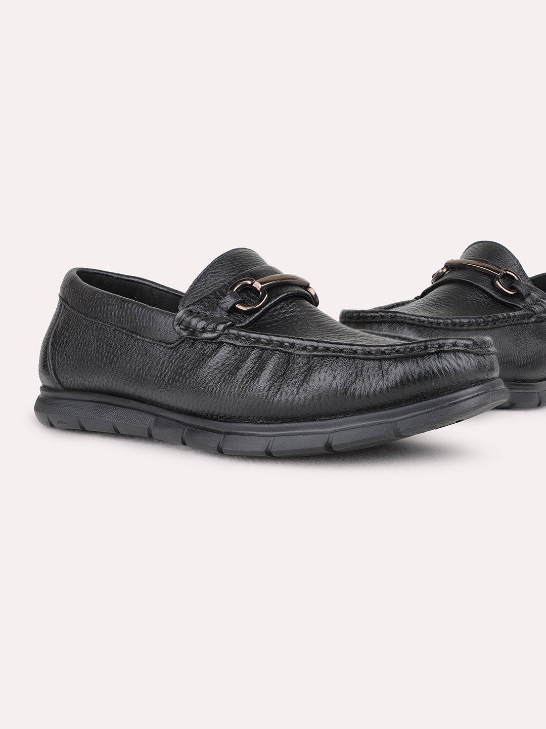 Mens Black Casual Solid Square Loafer Shoe