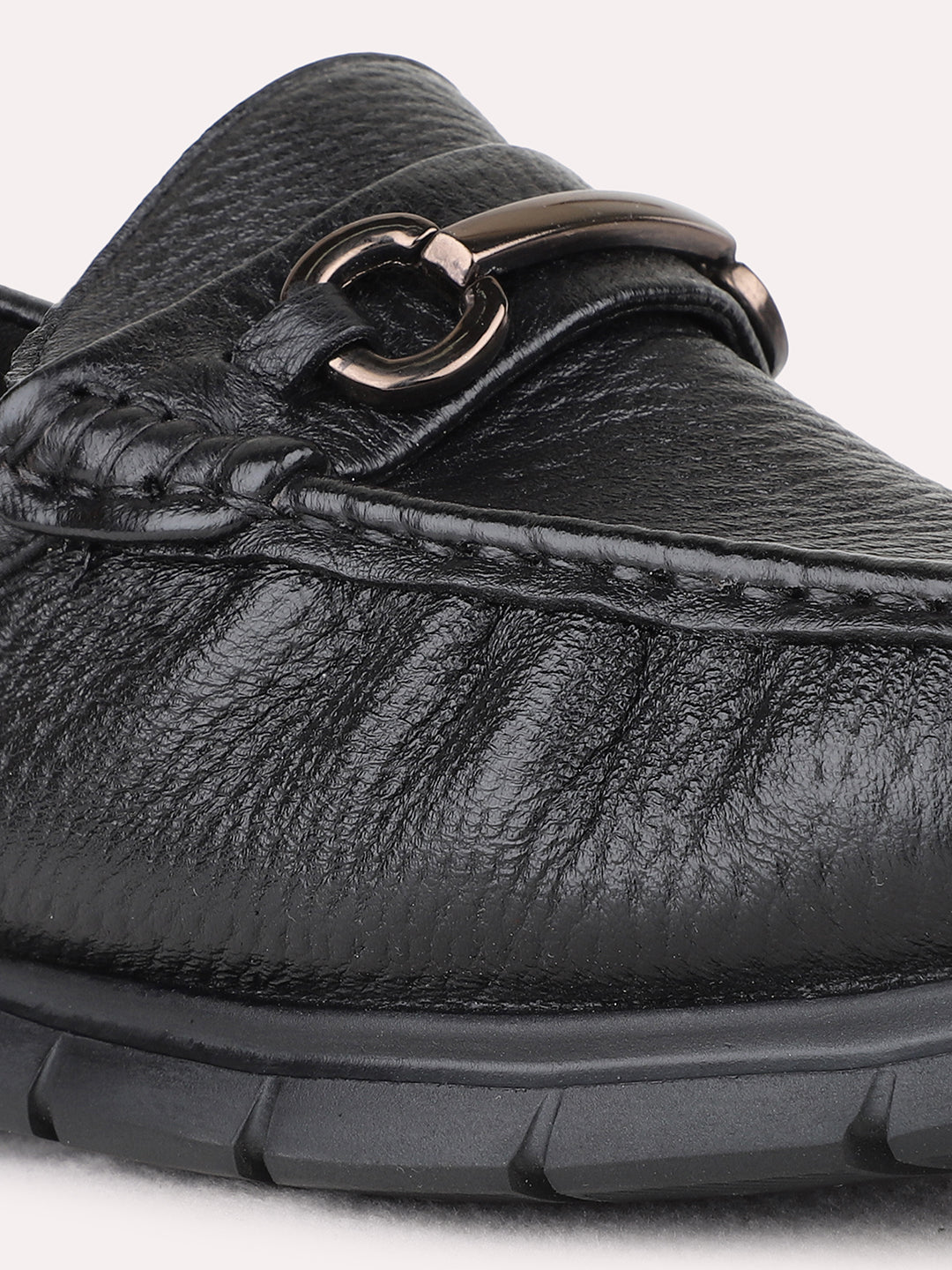 Mens Black Casual Solid Square Loafer Shoe