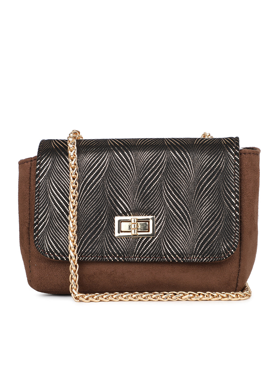 Women's Gold Textured Sling Bag