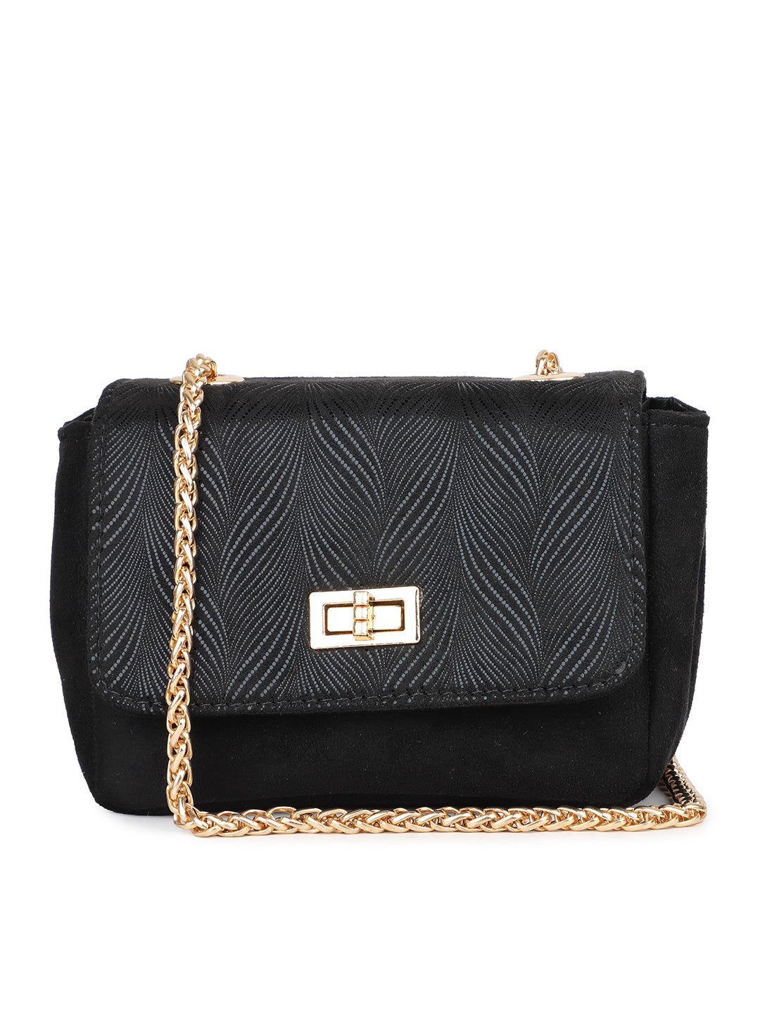 Women's Black Textured Sling Bag