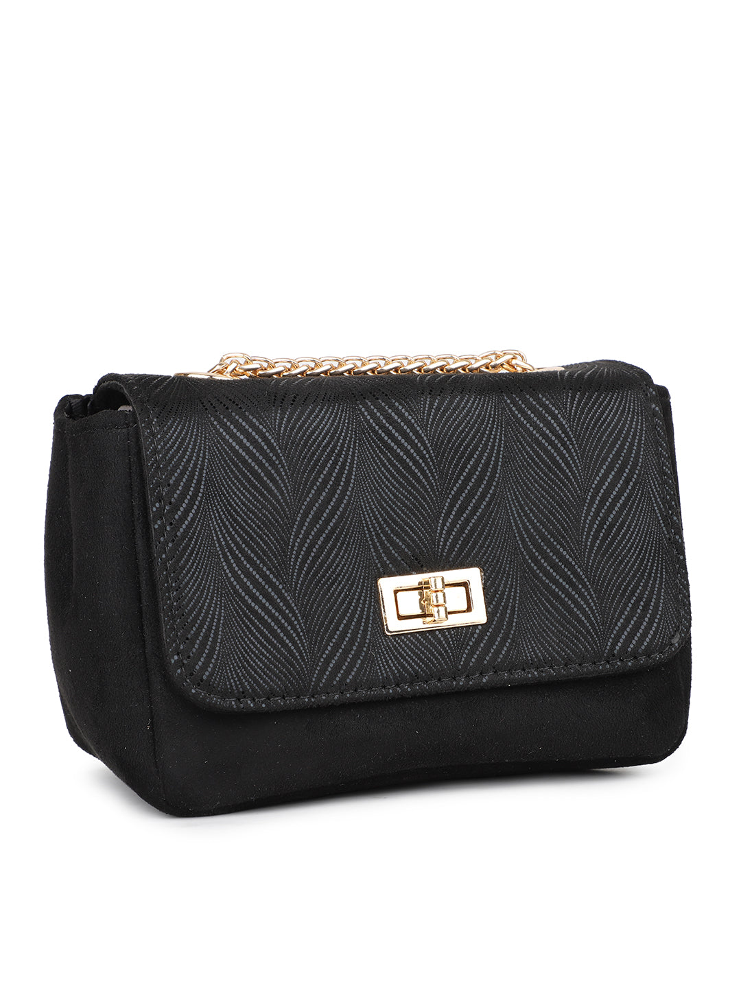 Women's Black Textured Sling Bag