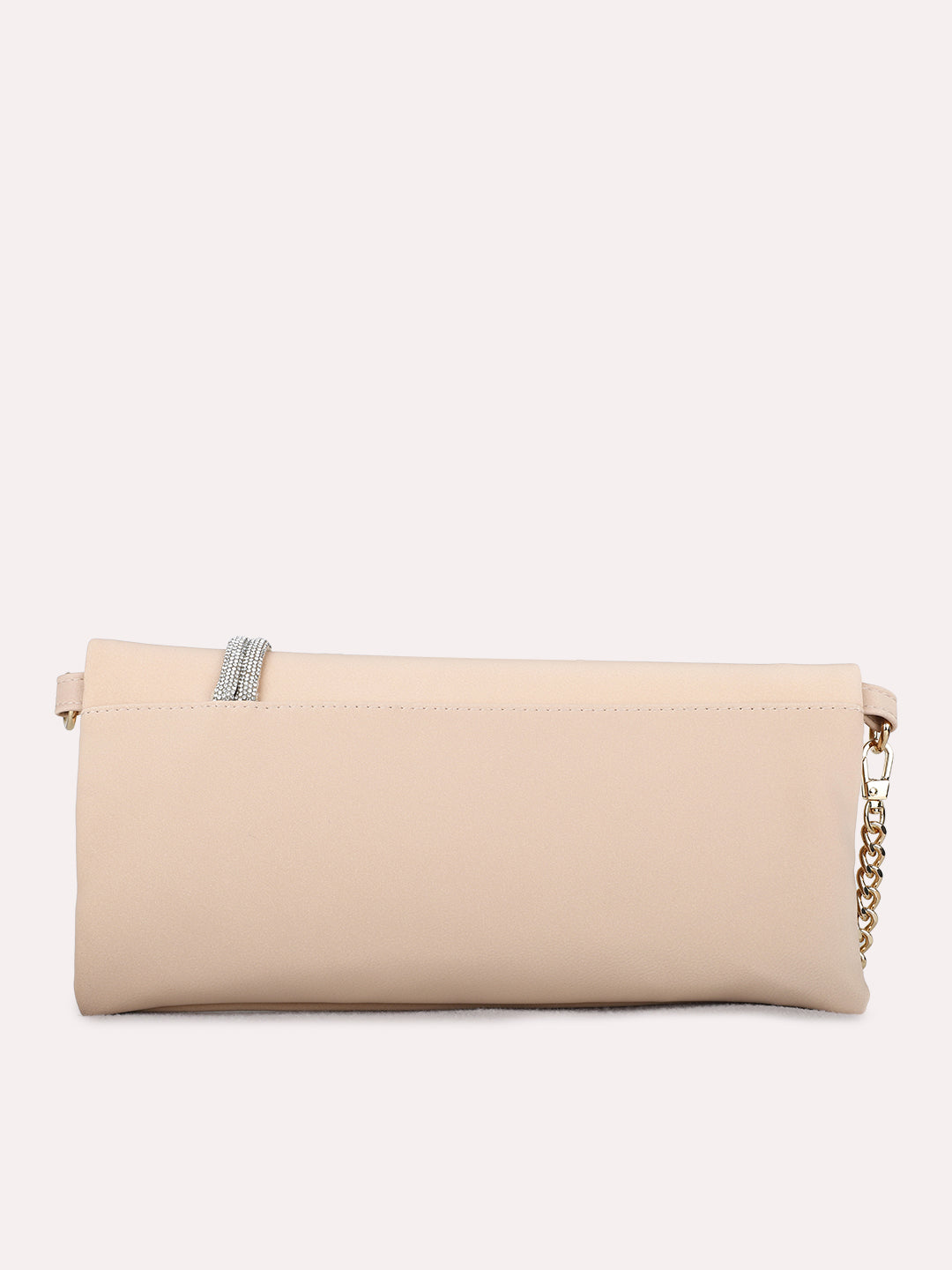 Womens Beige Sling Bag With Twist Lock For Party Use