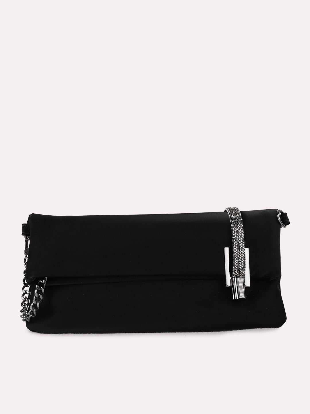Womens Black Sling Bag With Twist Lock For Party Use