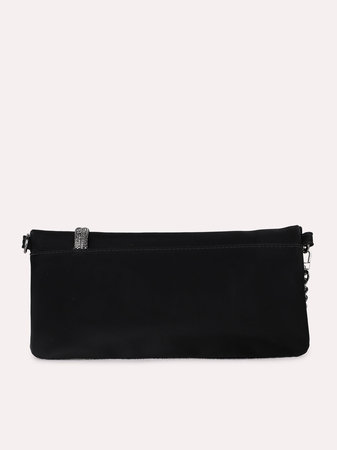 Womens Black Sling Bag With Twist Lock For Party Use