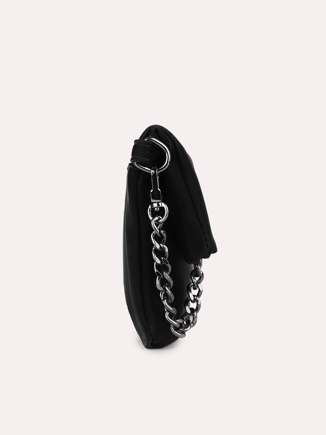 Womens Black Sling Bag With Twist Lock For Party Use