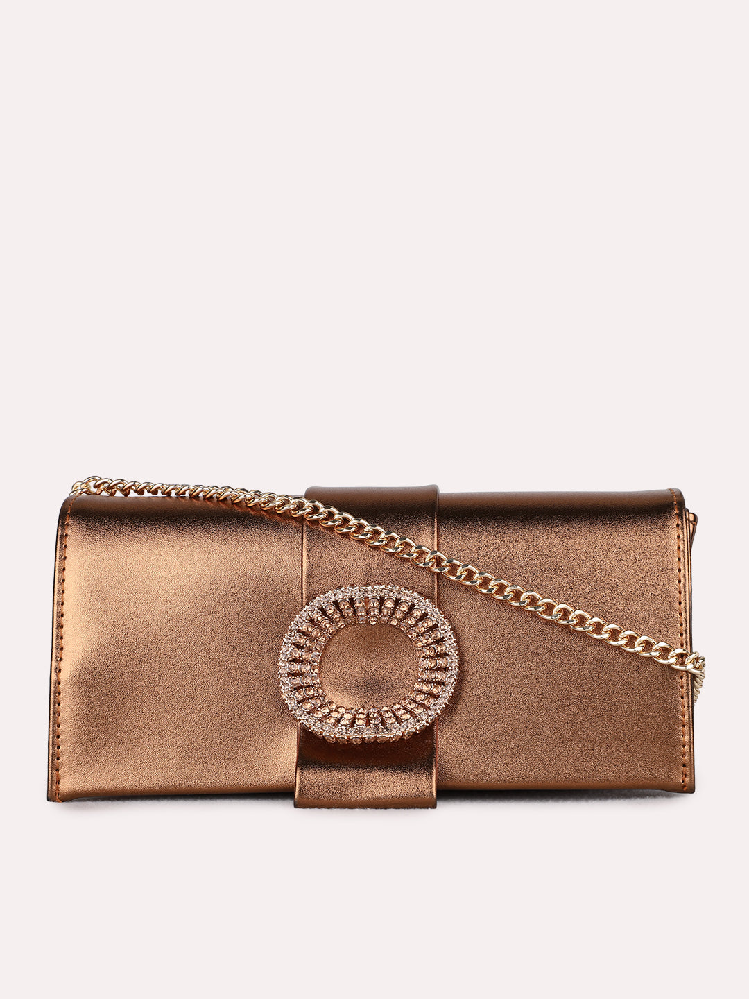 Womens Brown Sling Bag With Zip Lock For Party Use