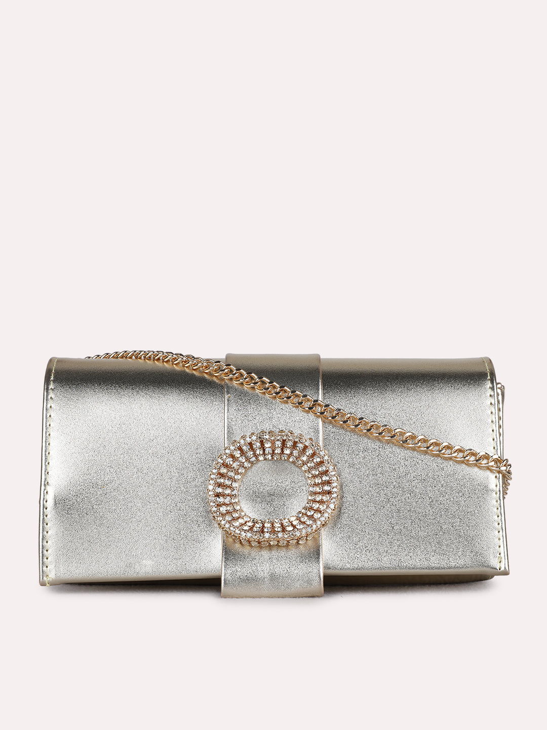 Womens Gold Sling Bag With Zip Lock For Party Use