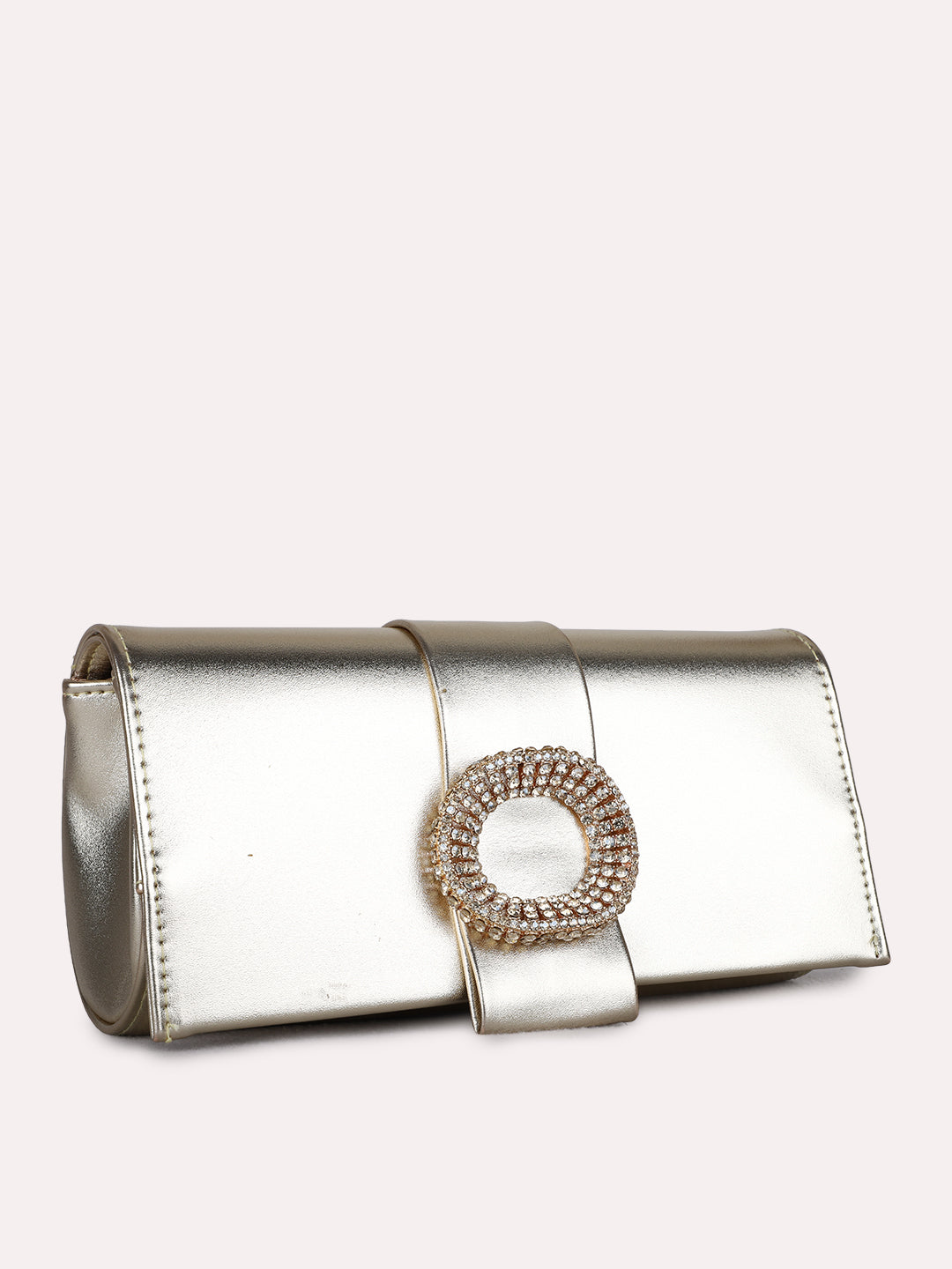 Womens Gold Sling Bag With Zip Lock For Party Use