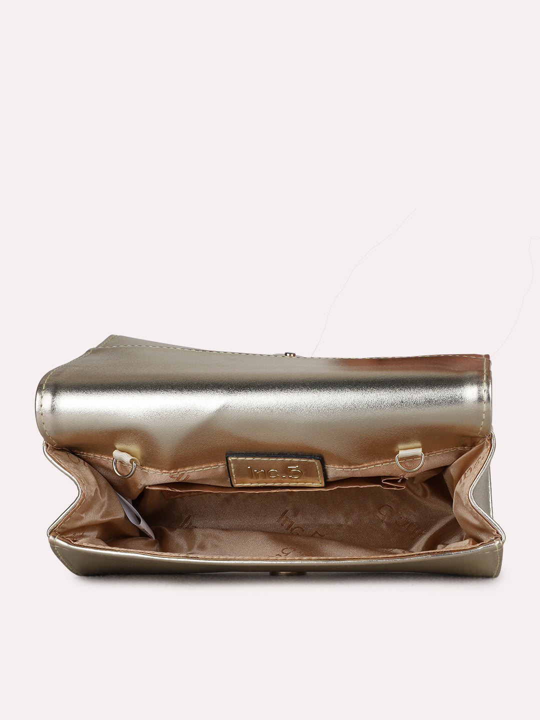 Womens Gold Sling Bag With Zip Lock For Party Use