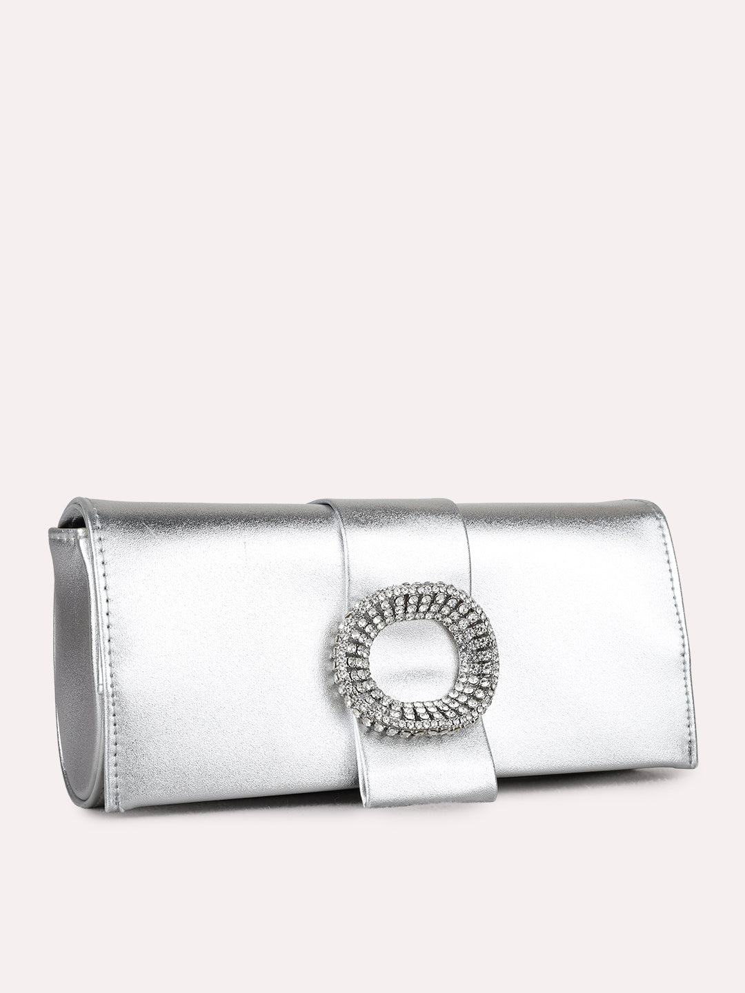 Womens Silver Sling Bag With Zip Lock For Party Use