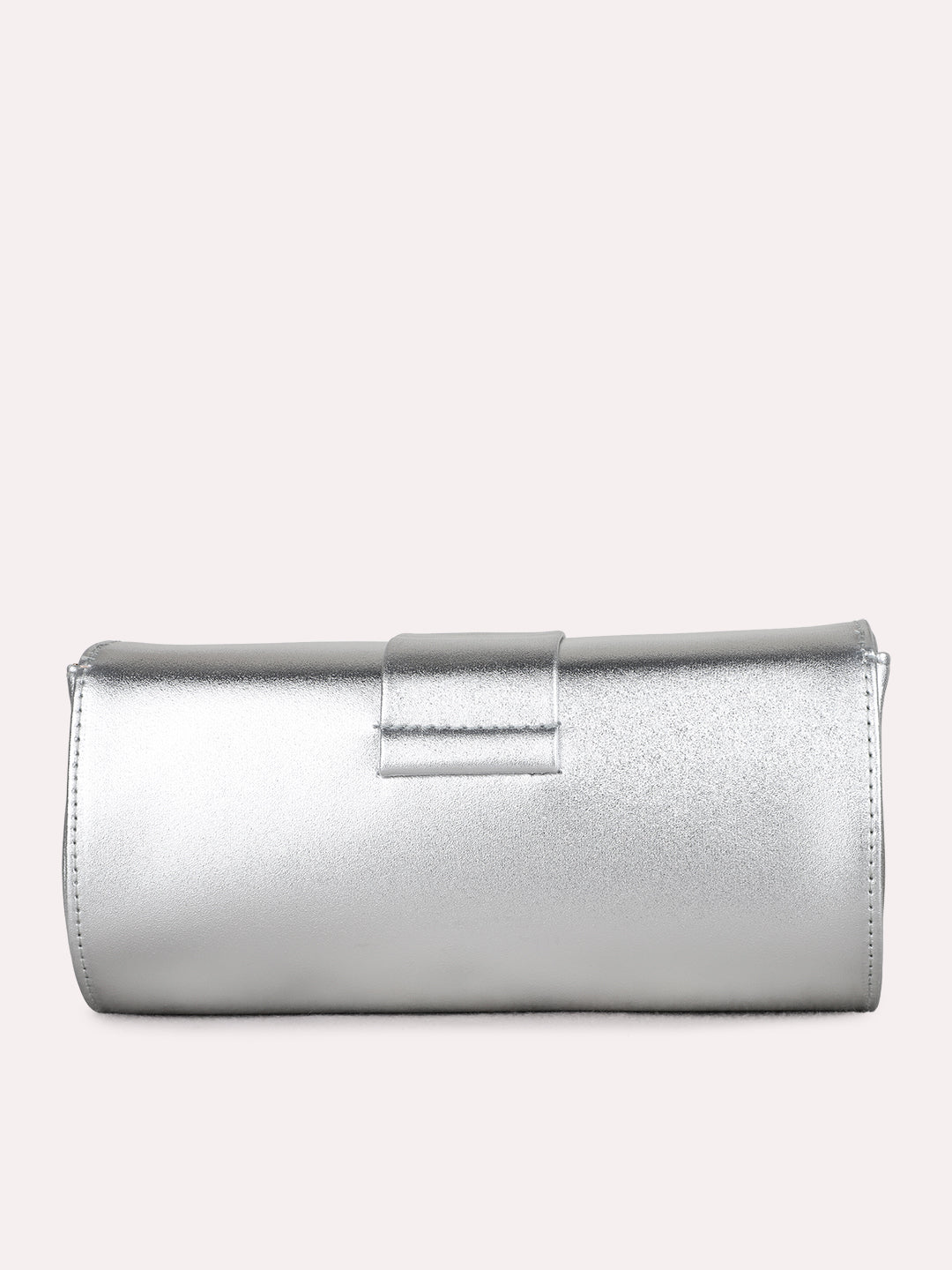 Womens Silver Sling Bag With Zip Lock For Party Use