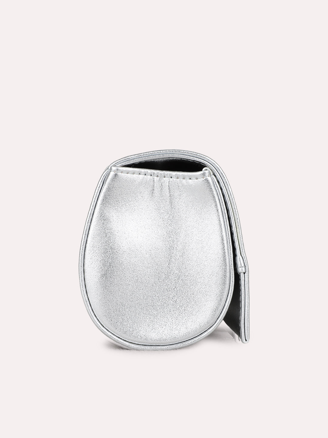 Womens Silver Sling Bag With Zip Lock For Party Use