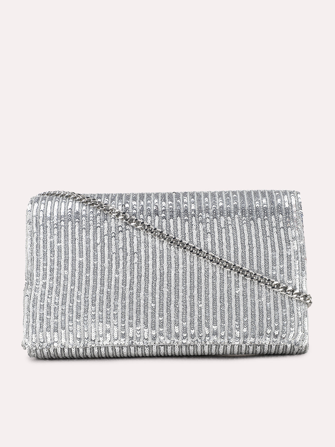 Womens Silver Fashion Bags With Magnet Lock For Party