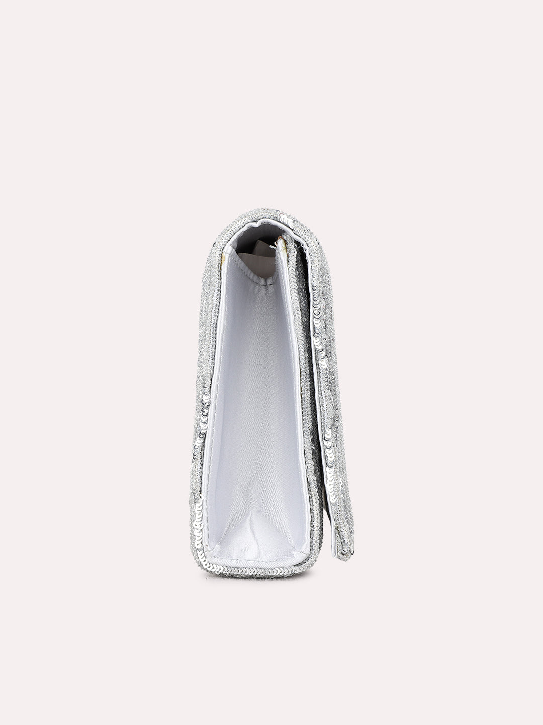 Womens Silver Fashion Bags With Magnet Lock For Party
